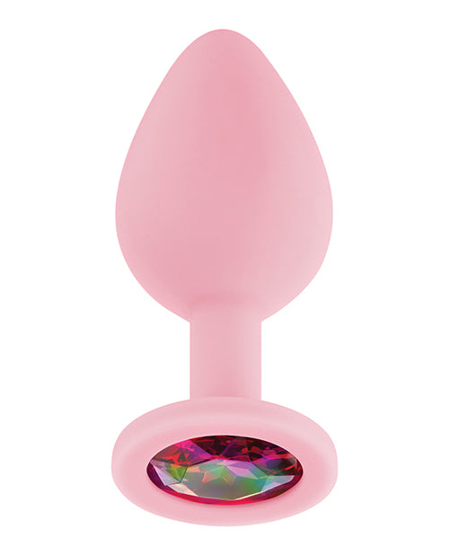 Luv Inc. Jeweled Silicone Butt Plug W/three Stones