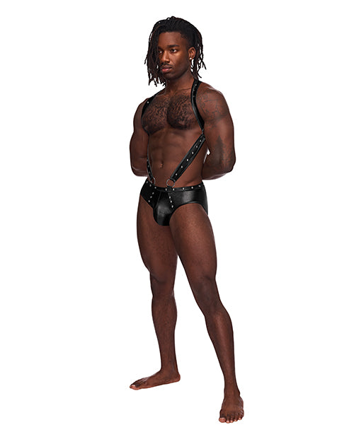 Fetish Uranus Nylon Spandex Moonshine Harness Brief Black