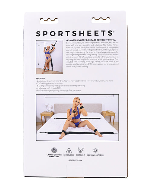 Sportsheets No Matter Where Adjustable Bondage Restraint System - Black