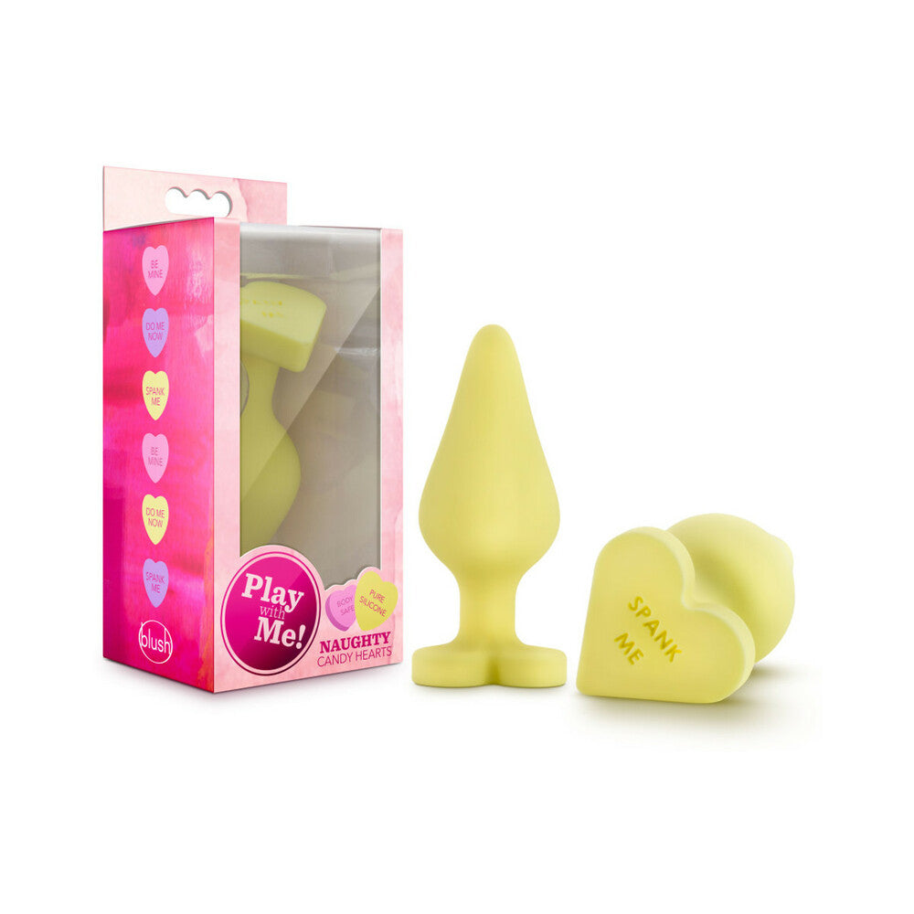 Play with Me Naughty Candy Hearts 'Spank Me' Anal Plug Yellow